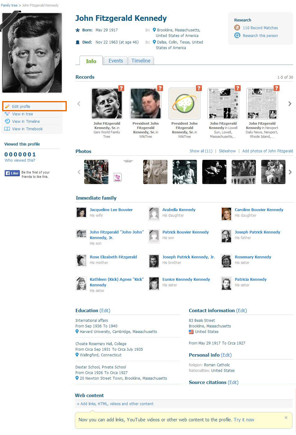 Private Profile Page